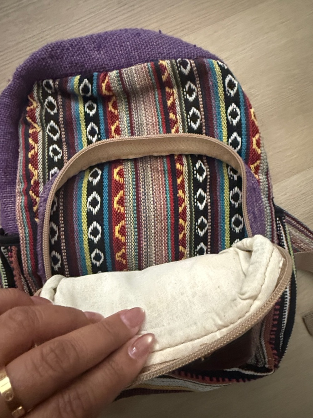 Himalya Hemp Multi‑Color Ethnic Pattern Women’s Backpack - Picture 5 of 11